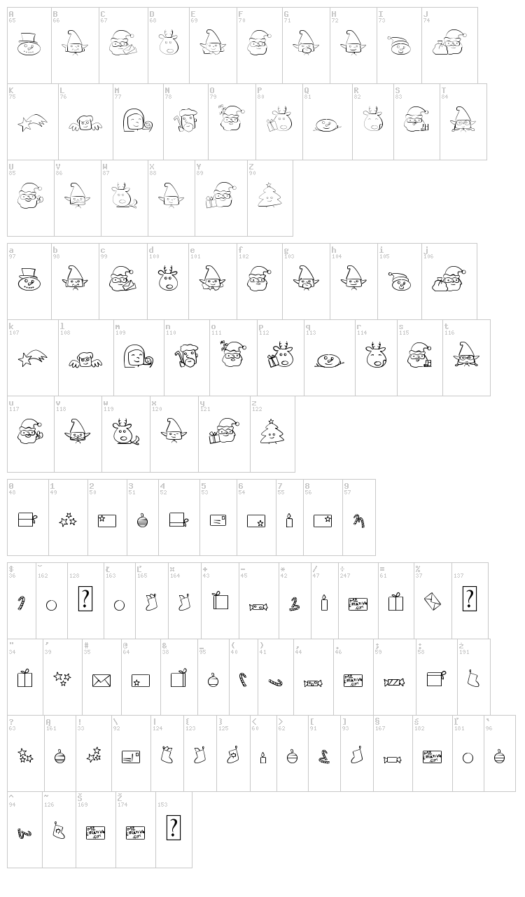 Christmas People Ding font map